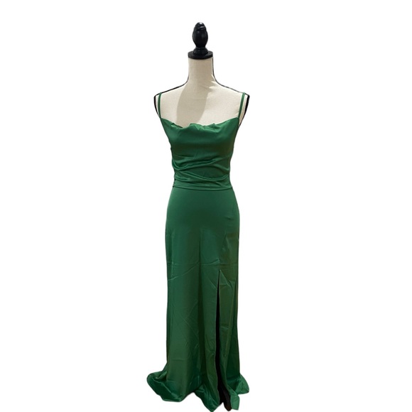 Dresses & Skirts - Square Neckline Satin Maxi Dress